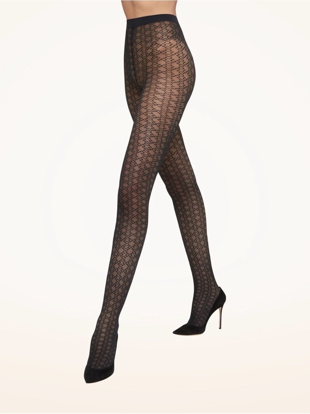 Wolford x Simkhai Intricate Sheer Pattern Tights - Black Size XS